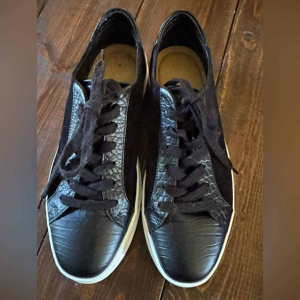 M Gemi Black croc leather and suede Sneakers 40.5. Never worn